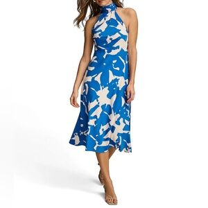 chinese dress ladies Floral Midi A Line Halter Dress
